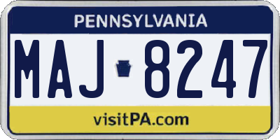 PA license plate MAJ8247
