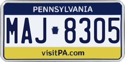 PA license plate MAJ8305