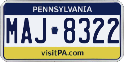 PA license plate MAJ8322