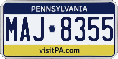 PA license plate MAJ8355
