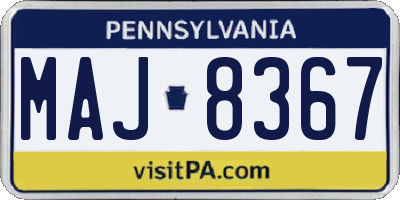 PA license plate MAJ8367