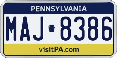 PA license plate MAJ8386
