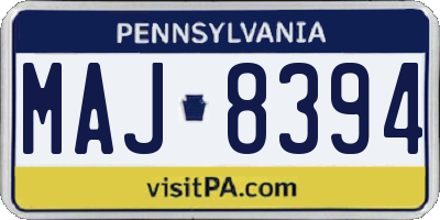 PA license plate MAJ8394