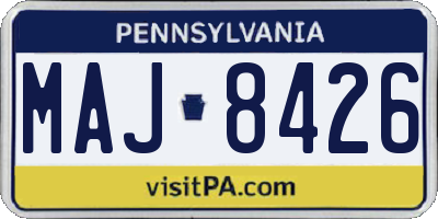 PA license plate MAJ8426