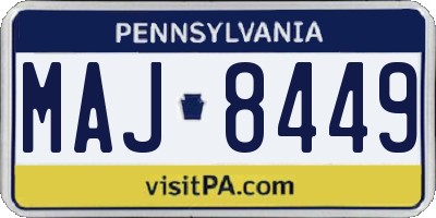 PA license plate MAJ8449