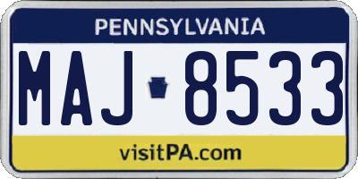 PA license plate MAJ8533