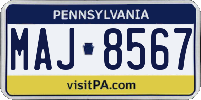 PA license plate MAJ8567