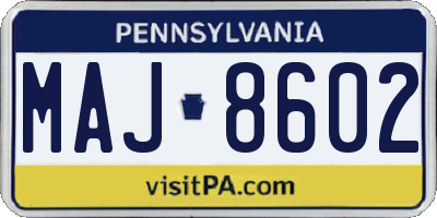 PA license plate MAJ8602