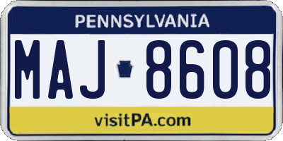 PA license plate MAJ8608