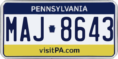 PA license plate MAJ8643