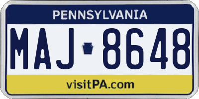 PA license plate MAJ8648