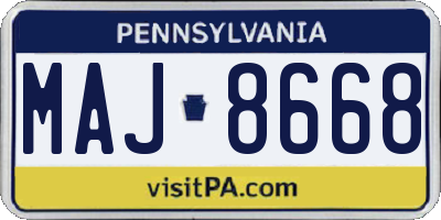 PA license plate MAJ8668