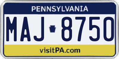 PA license plate MAJ8750