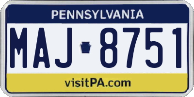 PA license plate MAJ8751