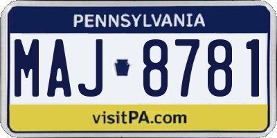 PA license plate MAJ8781