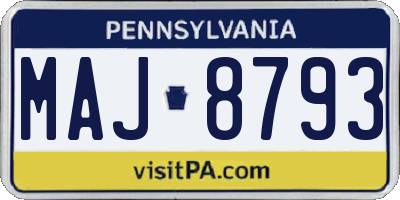 PA license plate MAJ8793