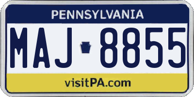 PA license plate MAJ8855