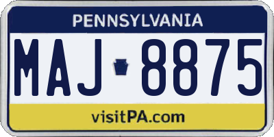 PA license plate MAJ8875