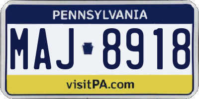 PA license plate MAJ8918