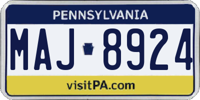 PA license plate MAJ8924