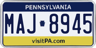 PA license plate MAJ8945
