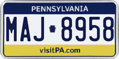 PA license plate MAJ8958