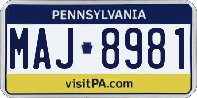 PA license plate MAJ8981