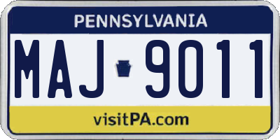 PA license plate MAJ9011