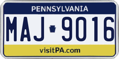 PA license plate MAJ9016