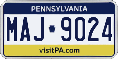 PA license plate MAJ9024