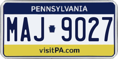 PA license plate MAJ9027