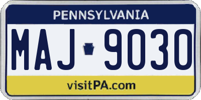 PA license plate MAJ9030