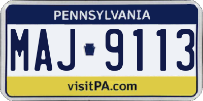 PA license plate MAJ9113