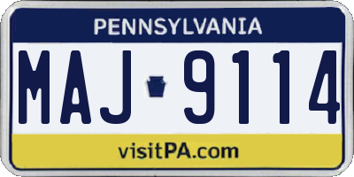 PA license plate MAJ9114