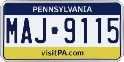 PA license plate MAJ9115