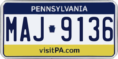 PA license plate MAJ9136