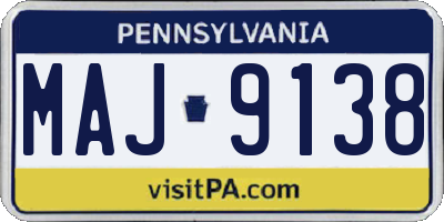 PA license plate MAJ9138