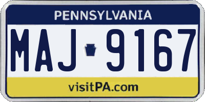 PA license plate MAJ9167