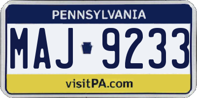 PA license plate MAJ9233