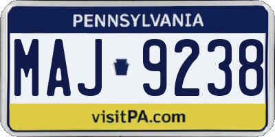 PA license plate MAJ9238