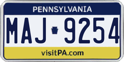 PA license plate MAJ9254