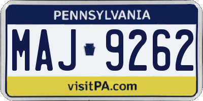 PA license plate MAJ9262