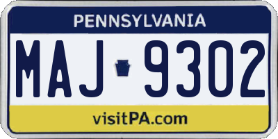 PA license plate MAJ9302