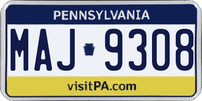 PA license plate MAJ9308