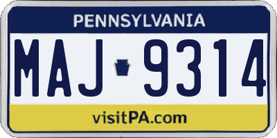 PA license plate MAJ9314