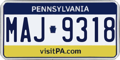 PA license plate MAJ9318