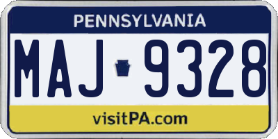 PA license plate MAJ9328