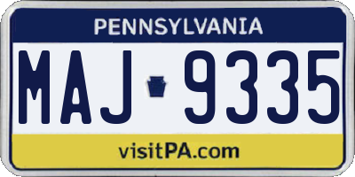 PA license plate MAJ9335