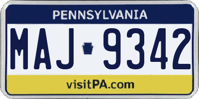 PA license plate MAJ9342