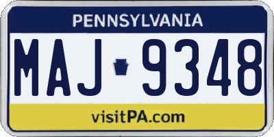 PA license plate MAJ9348